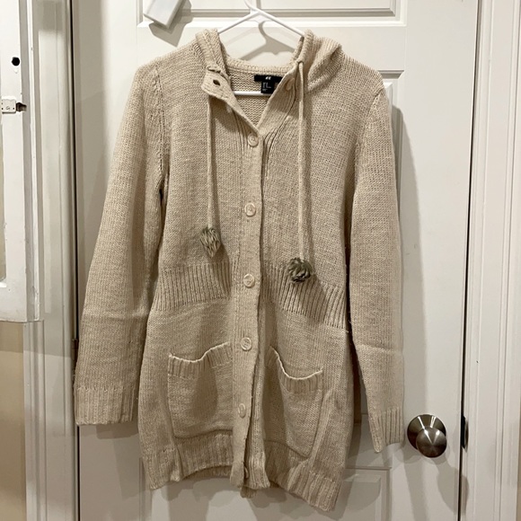 H&M Sweaters - H&M Hooded Button Up Long Cardigan w/ Puffs